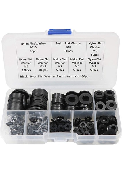 480 Adet Naylon Düz Yuvarlak Wars Contalar Paspayı Vida Cıvatası Için Ortt Seti (Siyah) (Yurt Dışından) fiyatları