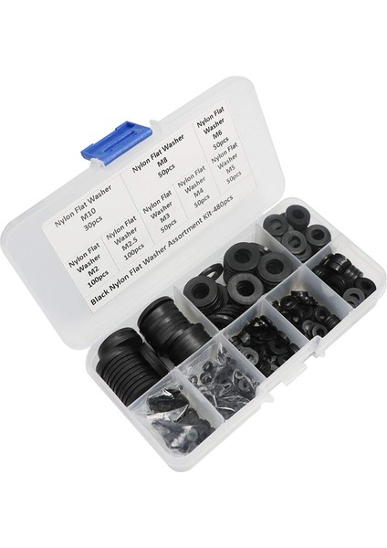 480 Adet Naylon Düz Yuvarlak Wars Contalar Paspayı Vida Cıvatası Için Ortt Seti (Siyah) (Yurt Dışından) modelleri