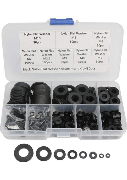 480 Adet Naylon Düz Yuvarlak Wars Contalar Paspayı Vida Cıvatası Için Ortt Seti (Siyah) (Yurt Dışından) fırsatları