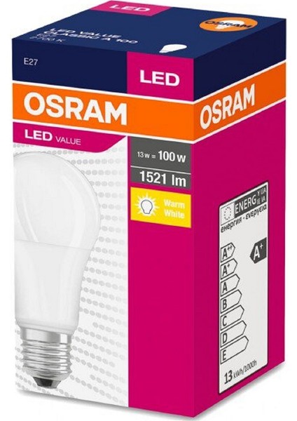 Led Value 13W Sarı Işık E-27 Ampul 1521 lm