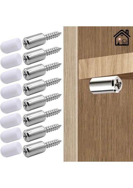 Ev Dolabı Entegre Kendiliğinden Vuran Vidalar Bölme Braketleri / Cam Raflar Sabitleme Desteği Vida Tutucu (Yurt Dışından)