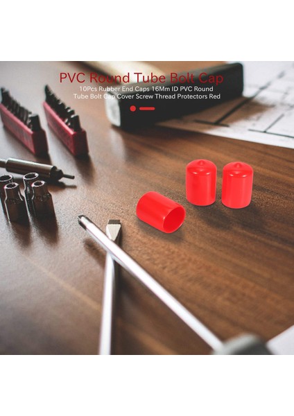 20 Adet Kauçuk Uç Kapakları 19MM Id Pvc Yuvarlak Boru Cıvata Kapatma Kapağı Kırmızı (Yurt Dışından)