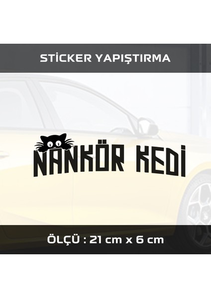 Nankör Kedi Sticker 2 Adet - Araba Motosiklet Atv Cam Dolap Tablet Uyumlu Etiket Yapıştırma