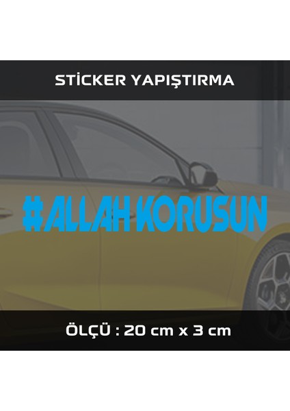 Allah Korusun Yazı Sticker 2 Adet - Araba Motosiklet Atv Cam Dolap Tablet Uyumlu Etiket Yapıştırma