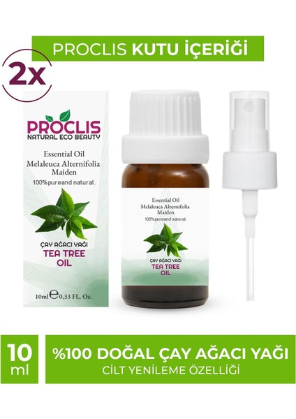 Çay Ağacı Yağ, Uçucu Yağ, Tea Tree Oil, 2'li Set 2X10 ml