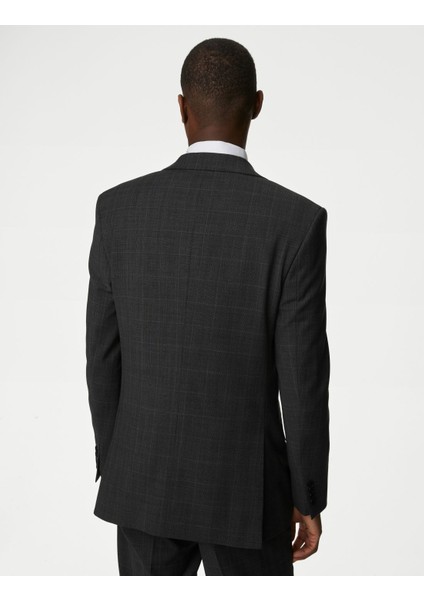 Tailored Fit Ekose Desenli Yün Ceket