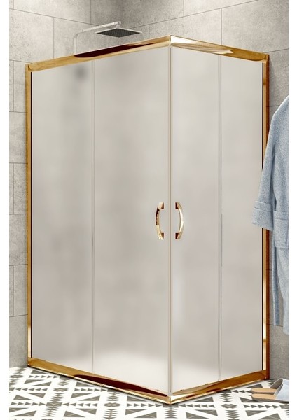 Duşakabin Kare Altın Profil 5mm Buzlu Cam Yükseklik 190 cm fiyatları