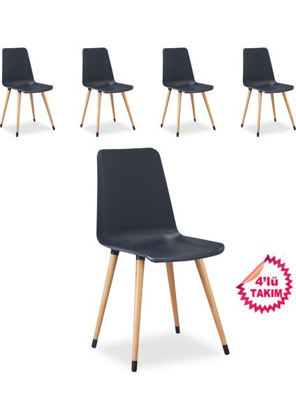 Salda Natural Ahşap Ayaklı Mutfak Yemek Odası Sandalye 4'lü Takım