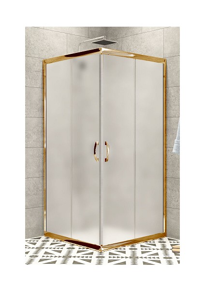 Duşakabin Kare Altın Profil 5mm Buzlu Cam Yükseklik 190 cm