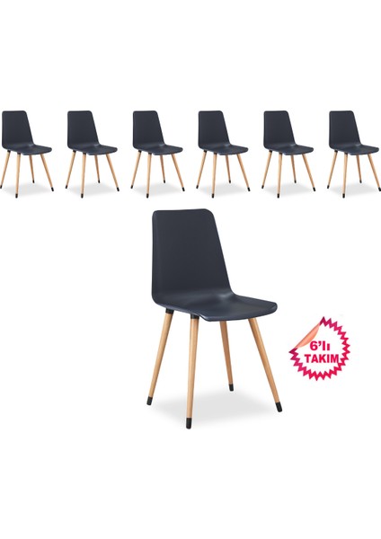 Salda Natural Ahşap Ayaklı Mutfak Yemek Odası Sandalye 6'lı Takım
