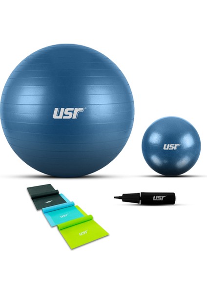 USR 20551BL 20+55 Cm Pilates Topu + Pompası + 3 Lastik