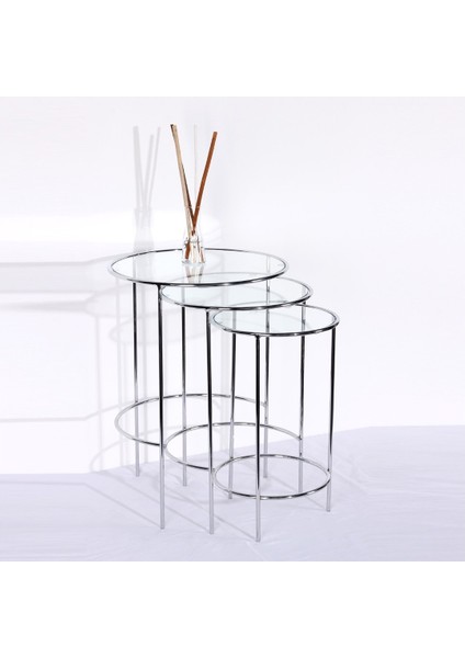 Meri 3'lü Nesting Zigon Gümüş Metal Yan Sehpa fiyatları