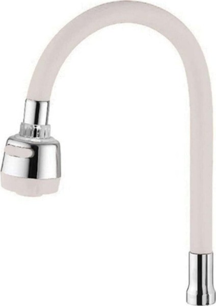 Renkli Silikonlu Oynar Başlıklı 2 Fonksiyonlu Spiral Musluk Başlığı - Beyaz (3791)