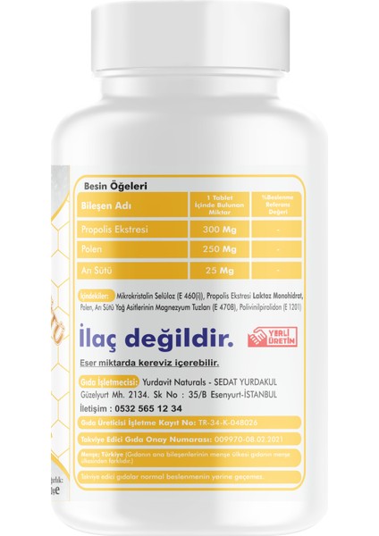 Propolis Polen Arı Sütü 100 Tablet
