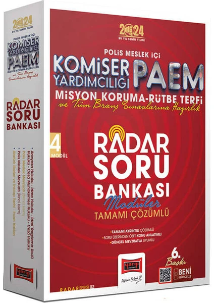 Yargı Yayınevi 2024 Polis Meslek İçi PAEM Komiser Yardımcılığı Misyon Koruma Rütbe Terfi Radar Soru Bankası 4 Kitap