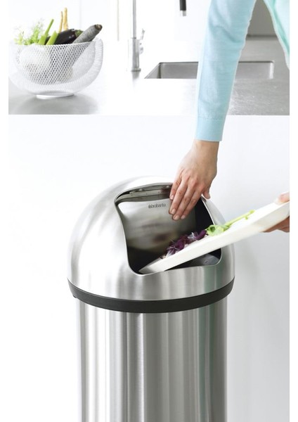 Çöp Kutusu Büyük Boy 60 Litre Push Bin Matt Steel 484520