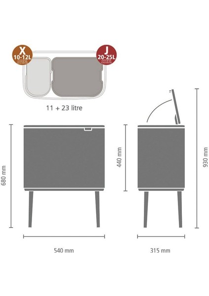 Çöp Kutusu Iki Bölmeli 11+23 Litre Bo Touch Bin Mat Siyah 316203 fırsatları