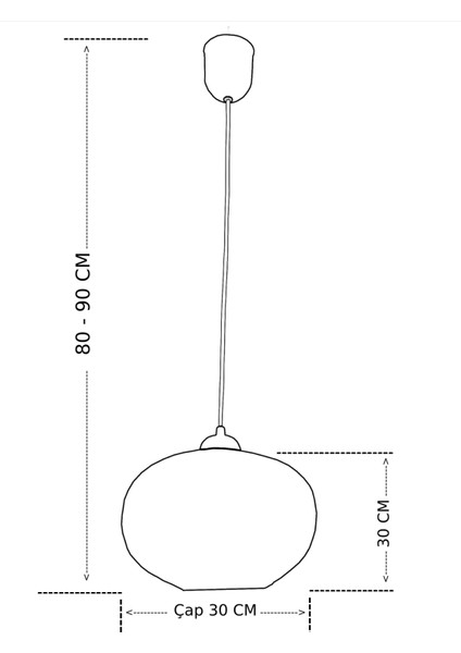 Ip Sarkıt Avize Büyük Boy Top Avize 30 cm Çap Krem Rengi