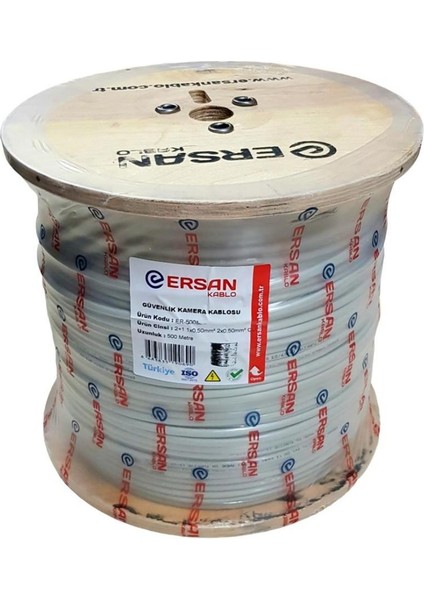 Kablo 2+1 0.50MM Cu Bakır 500MT Güvenlik Kamera Kablosu