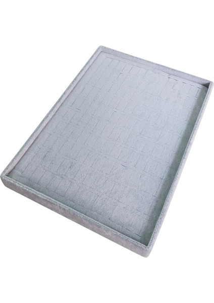 Yüzük Standı-Tablası 140 Lı Batırmalı Gri Süet 25X35