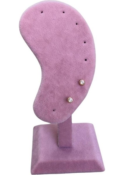 Süet (Pembe) Kulak Şeklinde Ayaklı Küpe Standı,küpe Sergileme Standı,takı Organizatör