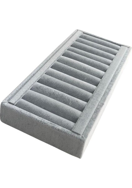 Bilezik & Bileklik & Kelepçe Gri Süet Standı-Tablası ve Düzenleyici Kısa 11X24 cm