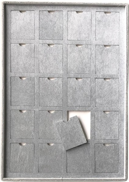 Bölmeli Kolye Küpe Tablası Gri Süet 20'li ( Evalı) (25X35 Cm) modelleri