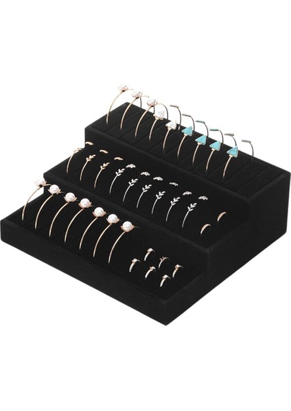 Kademeli Siyah Süet Yüzük & Bileklik & Kelepçe Standı (3 Katlı) fiyatları