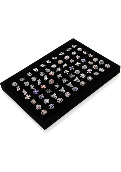 100'LÜ Yüzüklük Süet Süngerli Tabla Siyah Süet