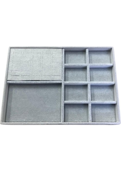 Organizatör Gri Süet Tabla Kolye & Yüzük Düzenleyici (8 Dik Bölmeli)(30 Kesikli) fiyatları