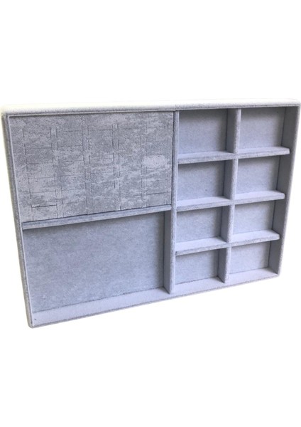 Organizatör Gri Süet Tabla Kolye & Yüzük Düzenleyici (8 Dik Bölmeli)(30 Kesikli) modelleri