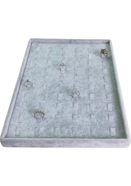 Yüzük Tablası 60 Tırnaklı Gri Süet (25X35 Cm)