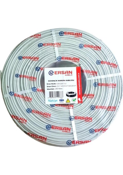 Kablo 2+1 0.22MM Cu Bakır 250MT Güvenlik Kamera Kablosu