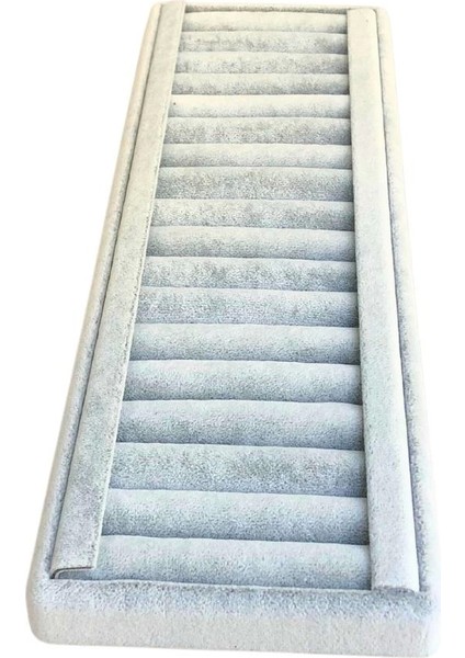 Bilezik & Bileklik & Kelepçe Gri Süet Standı-Tablası ve Düzenleyici Uzun 11X34 cm