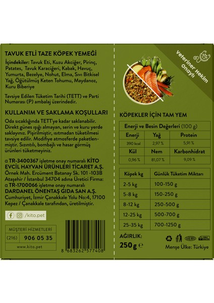 Yetişkin Köpek Maması 15 kg + Tavuk Etli Kito Fresh x 6
