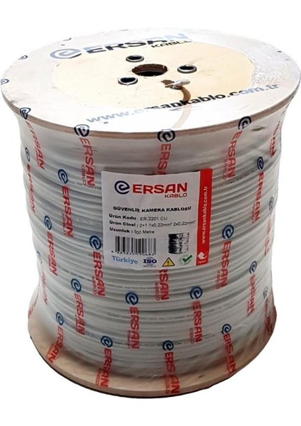 Kablo 2+1 0.22MM Cu Bakır 500MT Güvenlik Kamera Kablosu