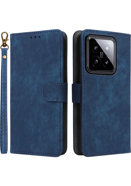 Xiaomi 14 Deri Kasa Rfıd Engelleme Cüzdanı Kayışlı Manyetik Telefon Kapağı (Yurt Dışından)