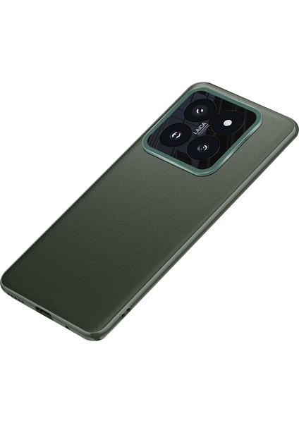 Xiaomi 14 Pro Kılıf Metal Lens Koruma Pu Deri Kaplı Arka Kapak (Yurt Dışından)
