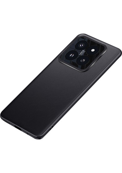 Xiaomi 14 Pro Kılıf Metal Lens Koruma Pu Deri Kaplı Arka Kapak (Yurt Dışından)