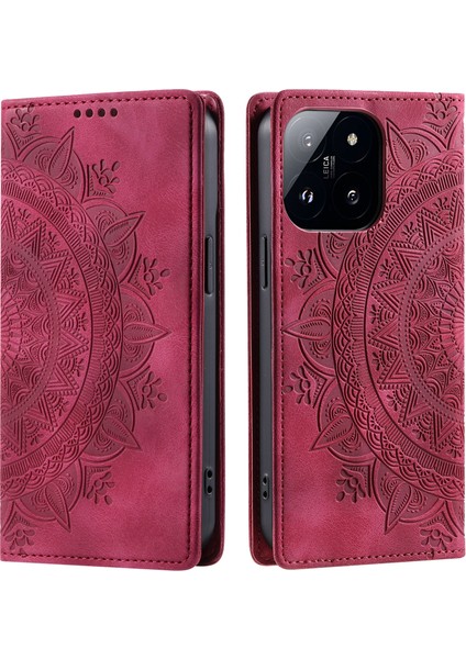 Xiaomi 14 Pro Kılıf Baskılı Mandala Çiçek Deri Telefon Kapağı (Yurt Dışından)