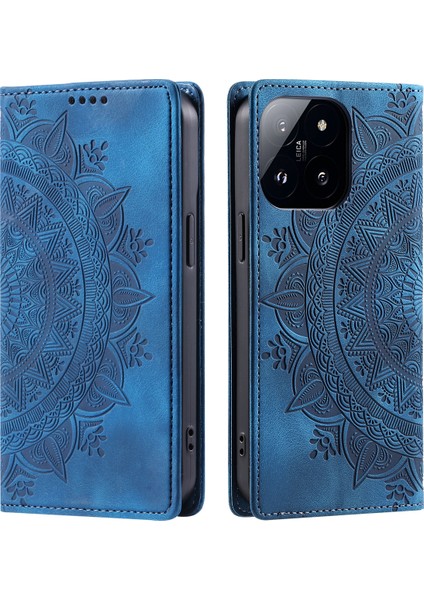 Xiaomi 14 Pro Kılıf Baskılı Mandala Çiçek Deri Telefon Kapağı (Yurt Dışından)
