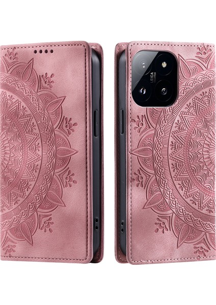 Xiaomi 14 Pro Kılıf Baskılı Mandala Çiçek Deri Telefon Kapağı (Yurt Dışından)