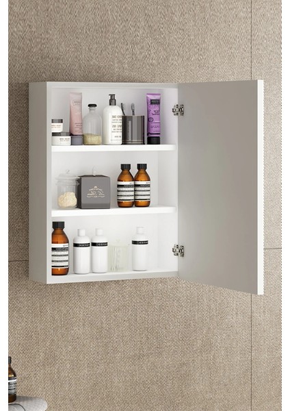 Çiğdem 55 cm Beyaz Mdf Aynalı Asma Banyo Üst Dolabı modelleri