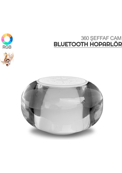 Kristal Cam Hoparlör Bluetooth Bağlantısı Rgb Işık Efekti Yüksek Ses Kaliteli Taşınabilir Hoparlör