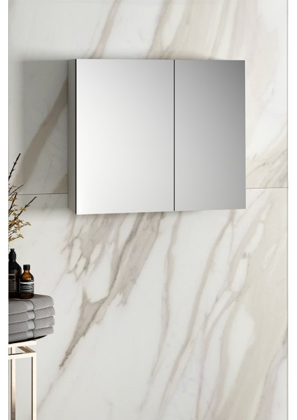 Çiğdem 80 cm Beyaz Mdf Aynalı Asma Banyo Üst Dolabı fiyatları