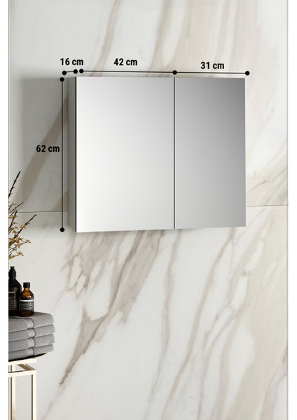 Çiğdem 80 cm Beyaz Mdf Aynalı Asma Banyo Üst Dolabı fırsatları