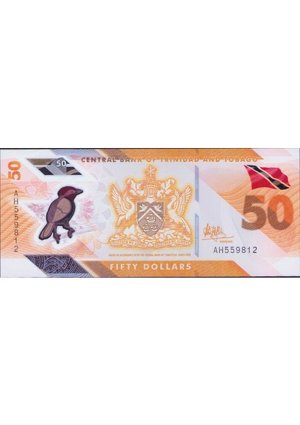Trinidad & Tobago 50 Dolar 2020 Polymer Çil Banknot