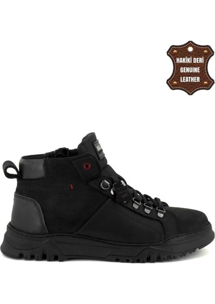 Siyah Nubuk Deri Erkek Kışlık Bot