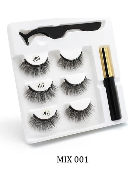 MIX001 5 Mıknatıs 3dfalse Kirpik Manyetik Kirpik Uzatma Dayanıklı Su Geçirmez Manyetik Eyeliner Cımbız Seti Yeniden Kullanılabilir Özelleştirilebilir Logo (Yurt Dışından)