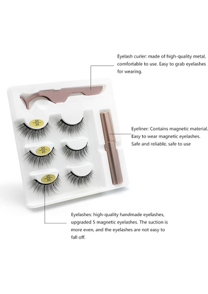 MIX001 5 Mıknatıs 3dfalse Kirpik Manyetik Kirpik Uzatma Dayanıklı Su Geçirmez Manyetik Eyeliner Cımbız Seti Yeniden Kullanılabilir Özelleştirilebilir Logo (Yurt Dışından)